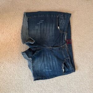 Torrid Blue Jean Shorts Distressed Raw Hem